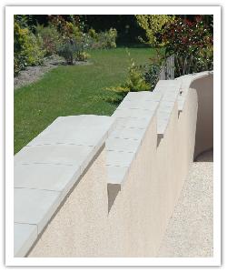 Chaperons de murs, Couvre-Mur  2 pentes - Blanc cass&eacute; - en pierre reconstitu&eacute;e
