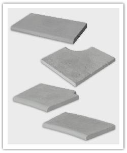 Margelle droite, Angle int&eacute;rieur R15, Angle pour escalier roman, margelle courbe CR 150 Bergerac - Gris - en pierre reconstitu&eacute;e 